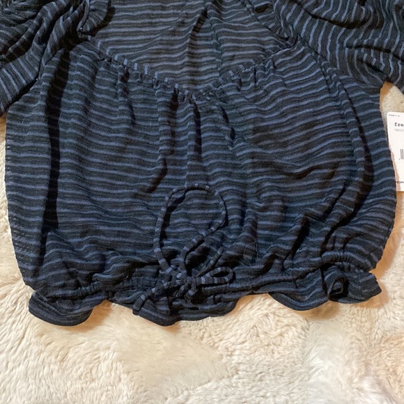 NWT Free People Dorothy Black Striped Tie Blouse Top Size XS Boho - Picture 10 of 15